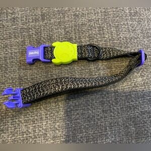 Zee.dog Reflective Black and Purple Dog Collar, size medium